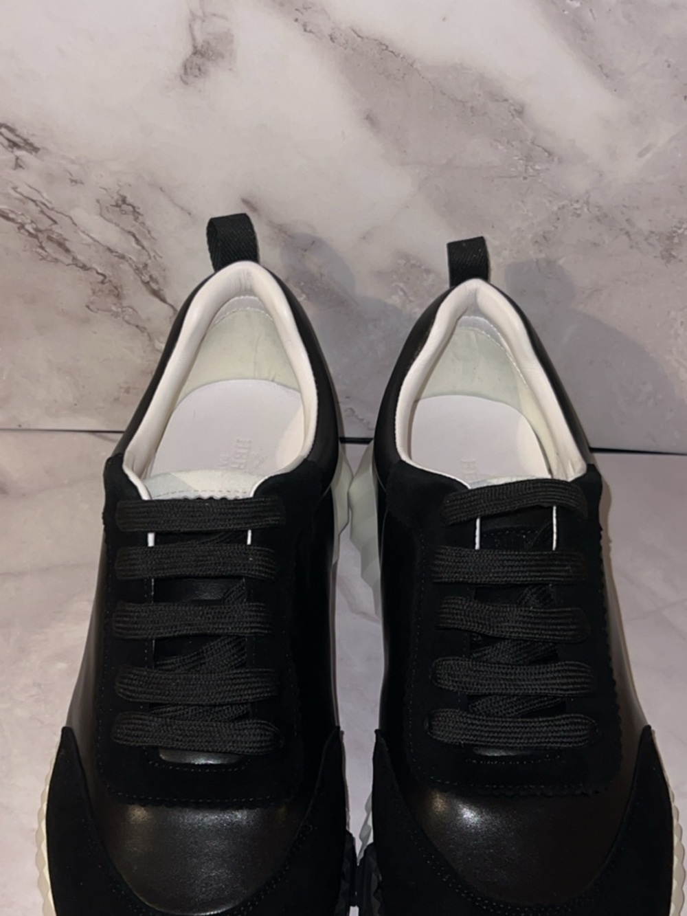 Hermes Black Low-Top Men's Sneakers with White Lining